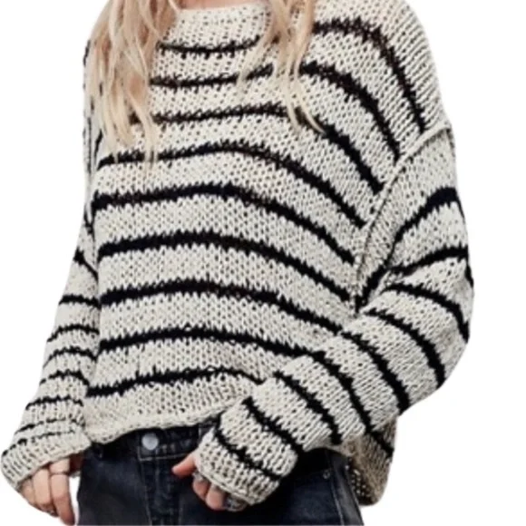 Free People Sea Worthy sweater, cream and black size S - Picture 4 of 6